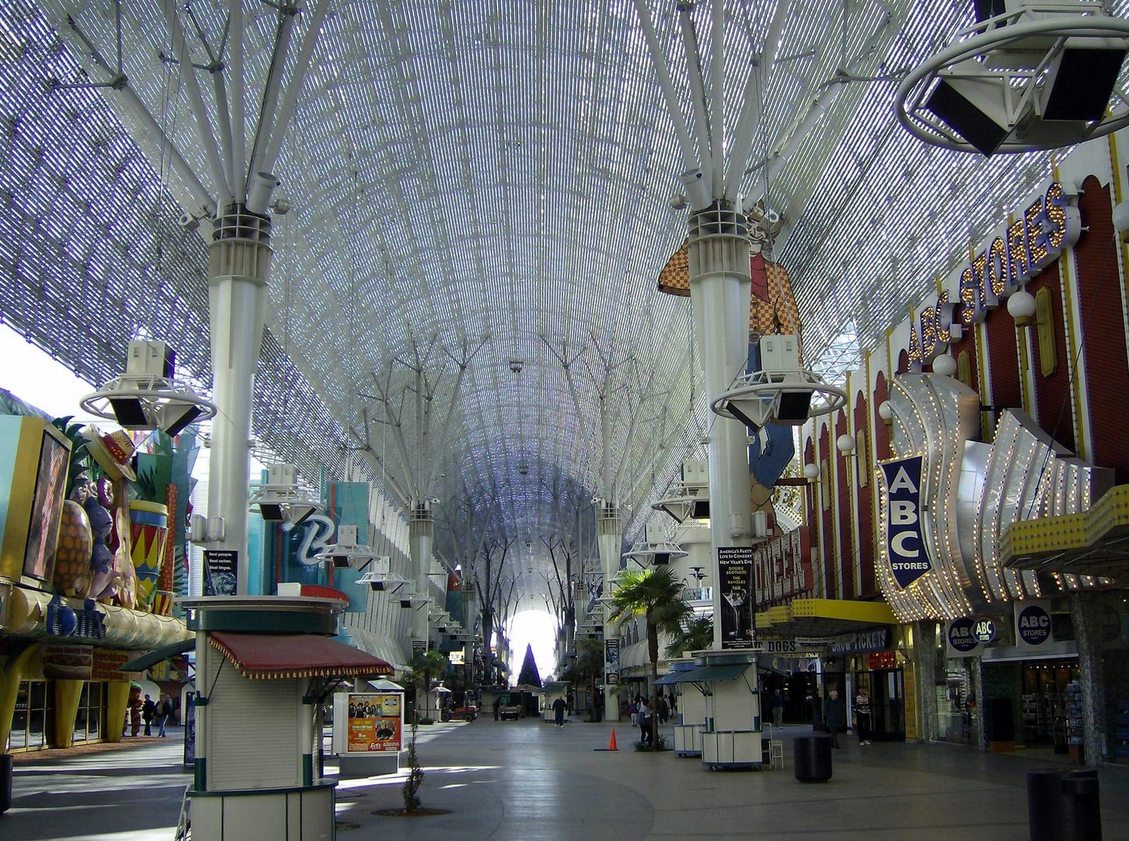 The barrel-vaulted LED canopy over the Fremont Street Experience pedestrian mall in downtown Las Vegas